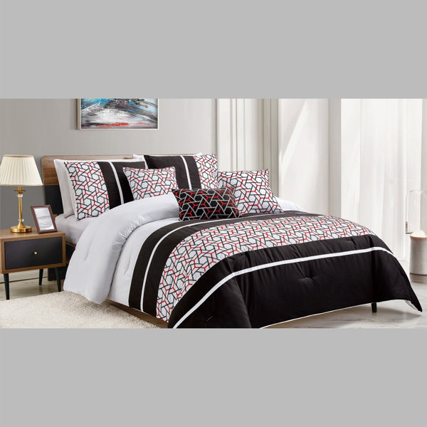 Maison Condelle Atticus Polyester Black/White/Red Bedding Set Wayfair